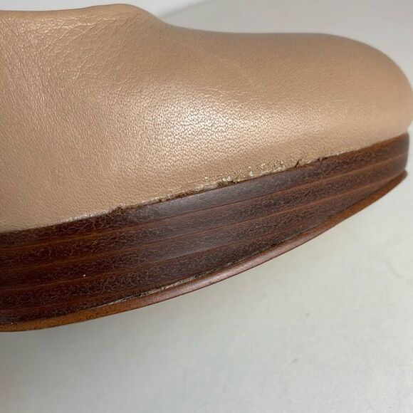 Nude Leather Stacked Wood Platform Heels 7.5 - Picture 10 of 12